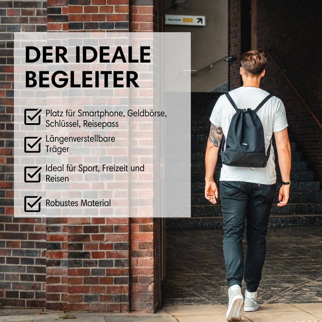 LARKSON Turnbeutel Damen &amp; Herren Dunkelgrün - No 7 - Rucksack Damen für Sport und Festival - Beutel