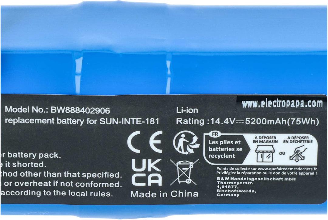 vhbw 1x Akku kompatibel mit Blaupunkt Bluebot Xtreme BPK-VCBB1XTEN, BPK-VCBB1XTE, BPK-VCBB1XTEIC Sta