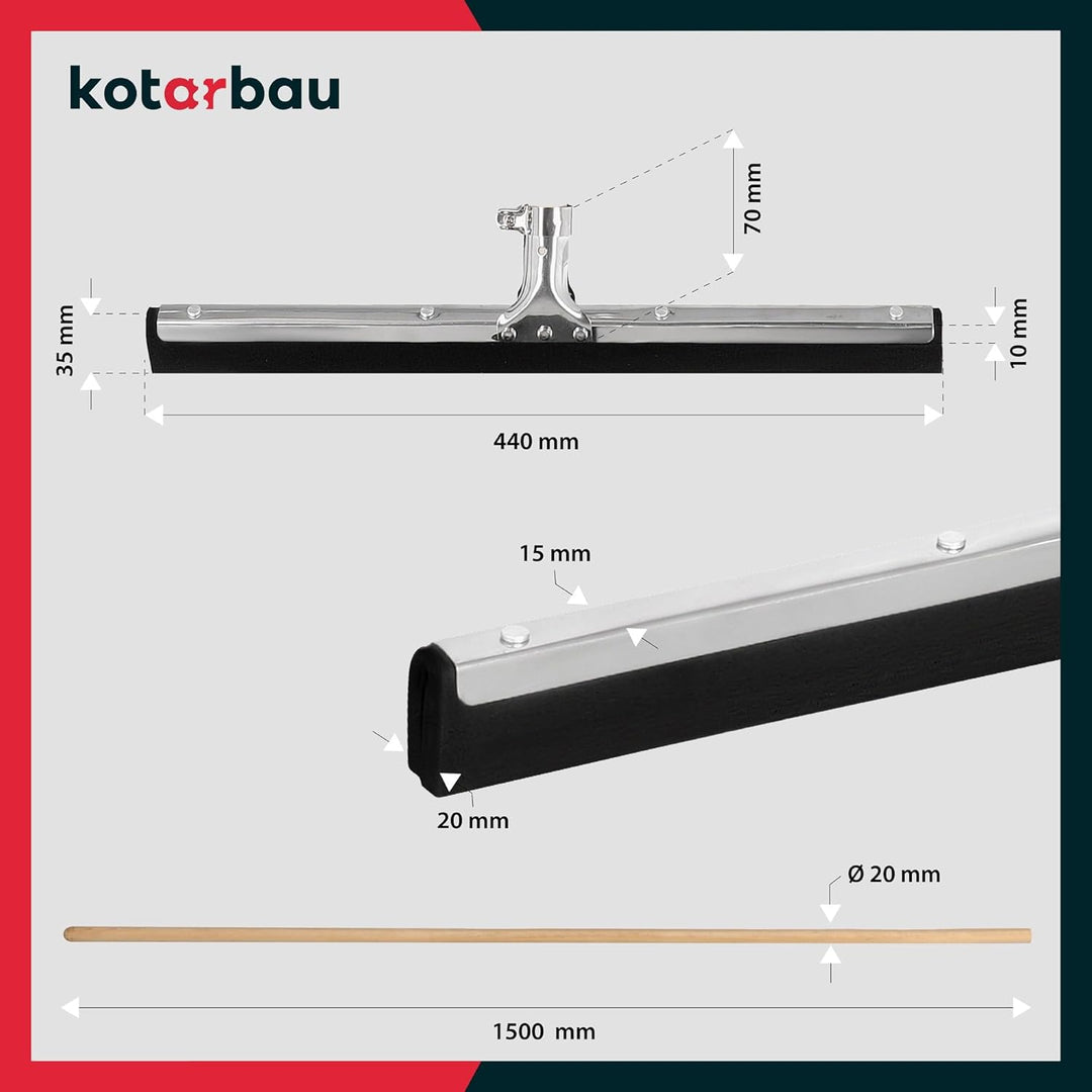 KOTARBAU® Gummiabzieher - Wasserschieber - 45 cm – Bodenabzieher - Schaumstoff-Wasserabzieher – für