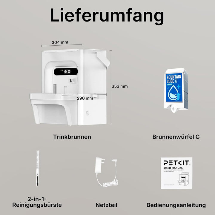 PETKIT EverSweet Ultra Katzen Trinkbrunnen mit KI-Kamera, 5L Frisch/Abwassertrennung, Filterloses De