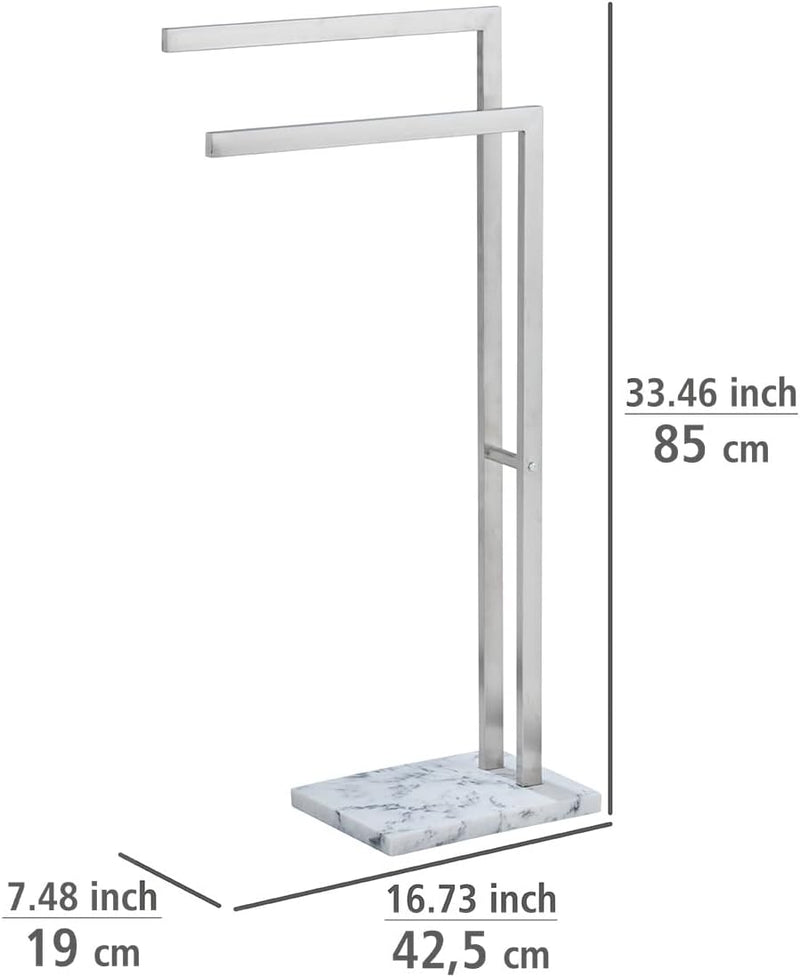 WENKO Handtuchständer Aprilia, Handtuchhalter, Badaccessoire mit 2 Armen aus glänzendem, rostfreiem