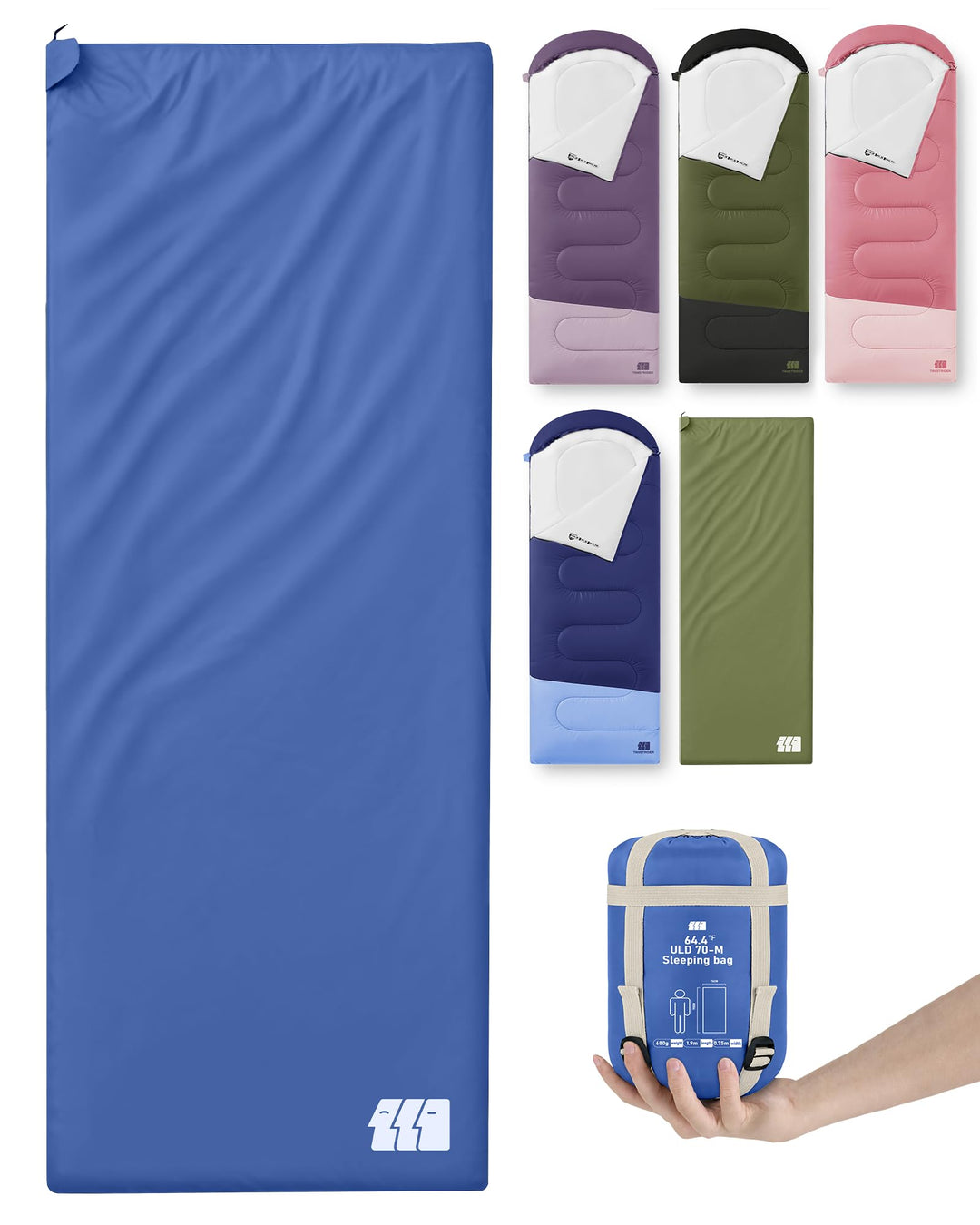 Ultraleicht Schlafsack 680g - mit Anti-Klemm-Reissverschluss – Kompakte Sommerschlafsack für Erwachs