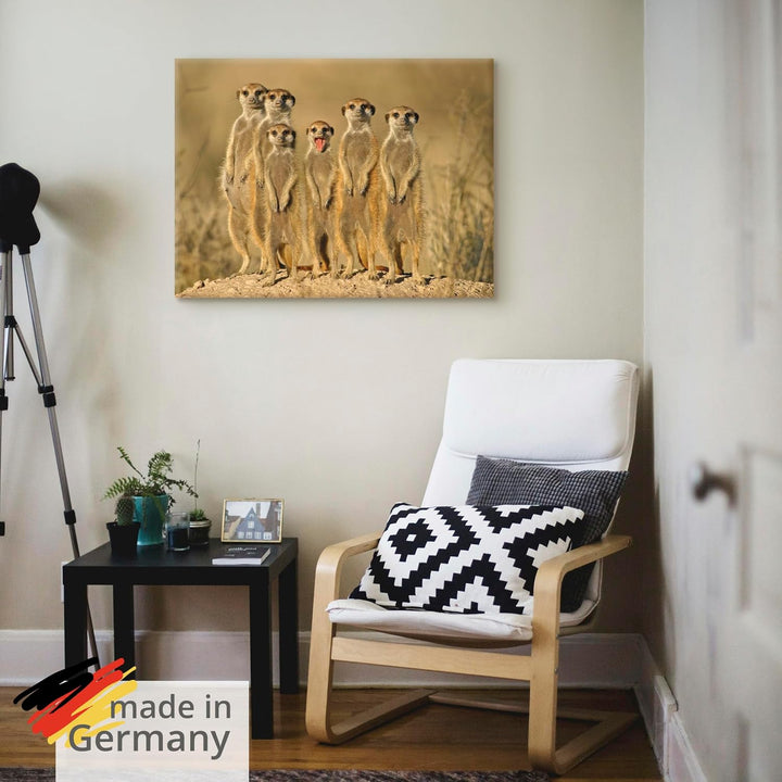ARTland Leinwandbilder Wandbild Bild auf Leinwand 80x60 cm Erdmännchen Familie T5MH Erdmännchen Fami