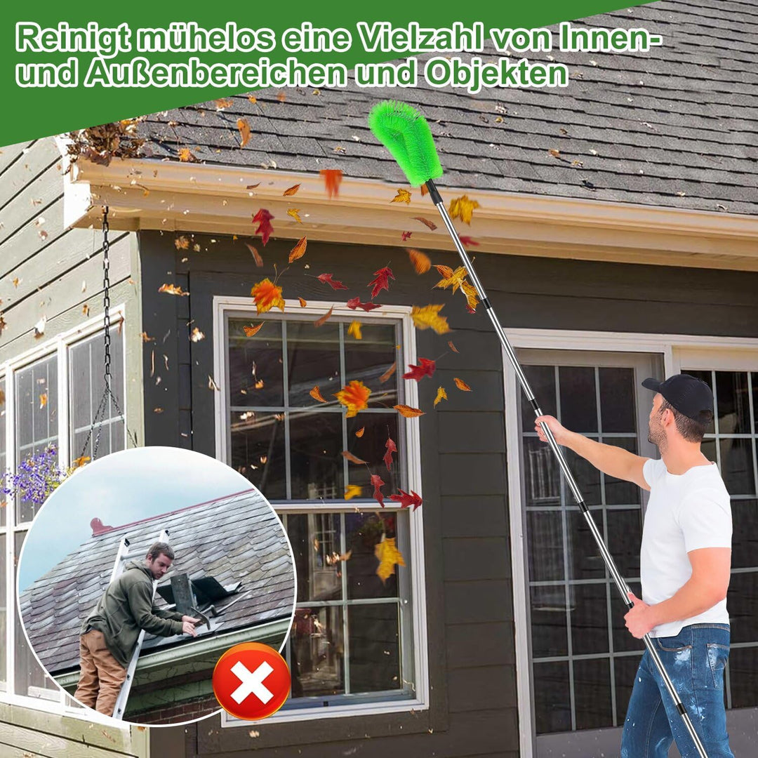 Dachrinnenreiniger Teleskop Dachrinnenbürste mit 6Pcs Teleskopstiel 250cm Dachrinnenreinigungsbürste