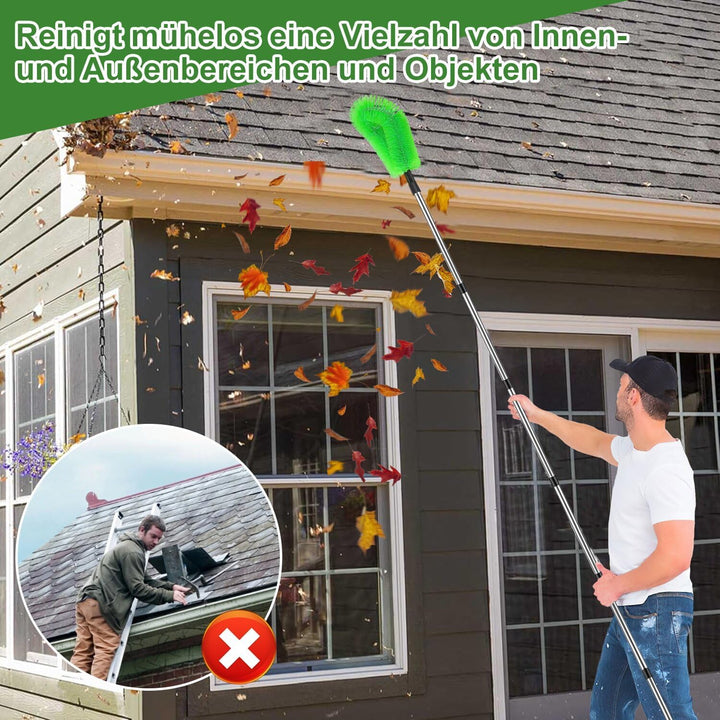 Dachrinnenreiniger Teleskop Dachrinnenbürste mit 6Pcs Teleskopstiel 250cm Dachrinnenreinigungsbürste
