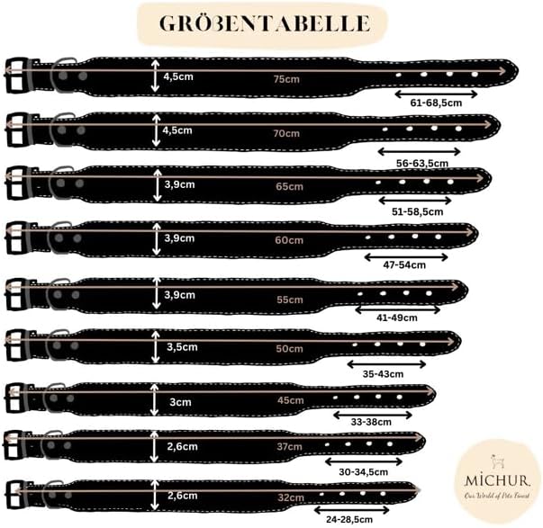 MICHUR Pietro Braun Schwarz mit Feder Muster, Hundehalsband Leder, Lederhalsband Hund, Halsband, Led