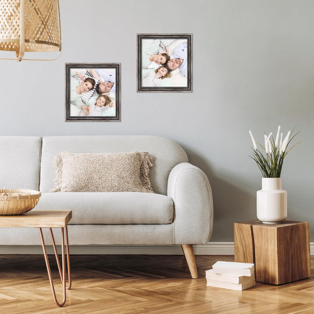 WANDStyle Bilderrahmen Metall-Optik 30x30 cm quadratisch aus Holz im Barock-Stil zum Aufhängen, Foto