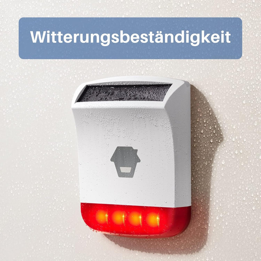 Chuango SPS-260 - solarbetriebene Aussensirene, Einbruchalarm, rot blinkendes Stroboskoplicht, 110 d