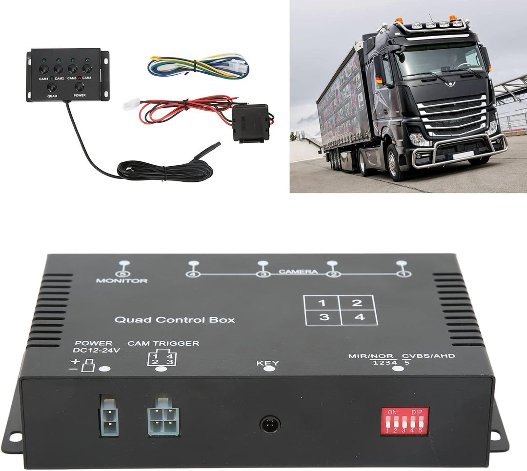 KIMISS 4-Kanal-Video-Splitter, 1080P AHD 4-Kanal-Video-Splitter-Controller DC12V 24V Kamera-Video-Bi
