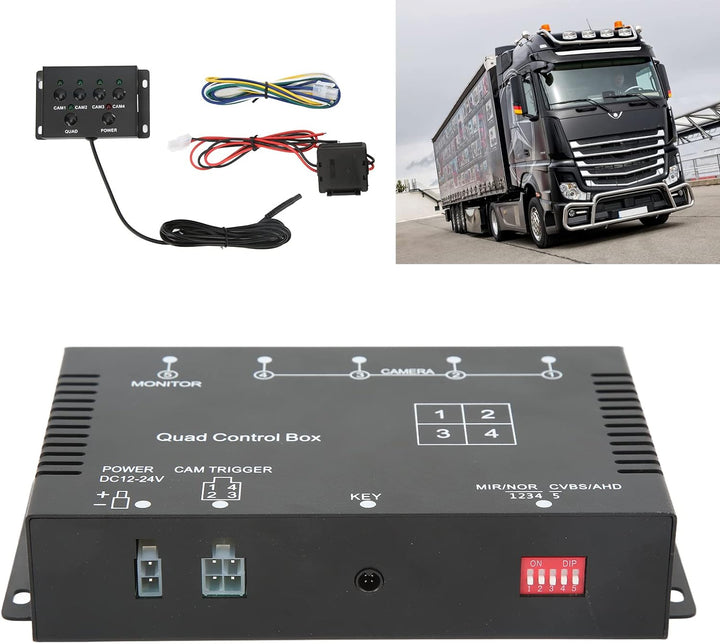 KIMISS 4-Kanal-Video-Splitter, 1080P AHD 4-Kanal-Video-Splitter-Controller DC12V 24V Kamera-Video-Bi