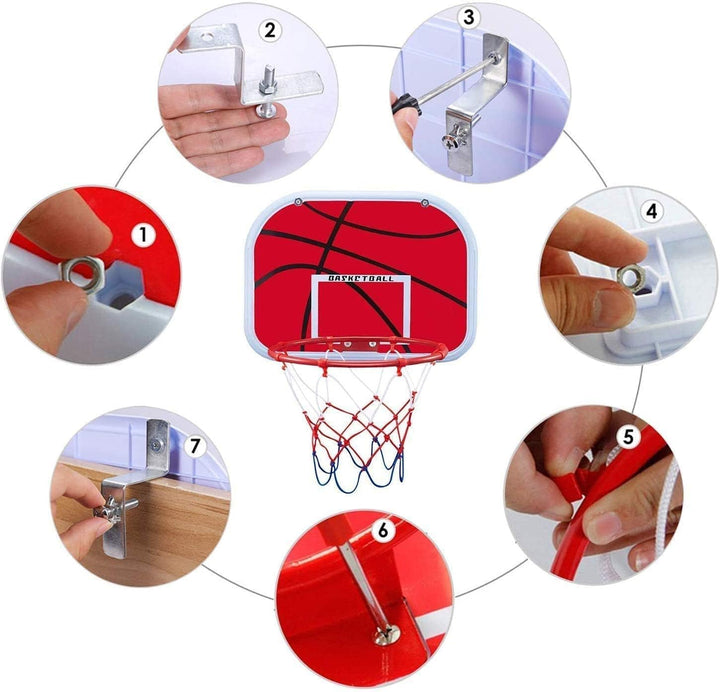 LNCOJOLM Indoor Mini Basketballkorb Basketball Hoop, kleine Bälle über Tür Small Board Hoop Spiel Se