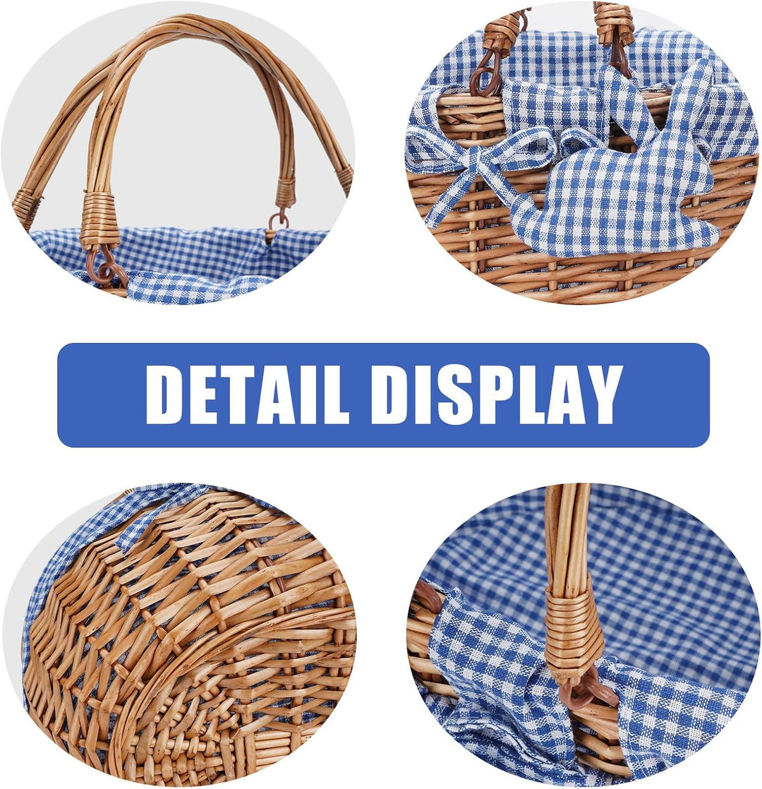 G Good GAIN Weiden-Picknickkorb mit Doppelten, Faltbaren Griffen, Weiden-Picknickkorb, Handgewebter