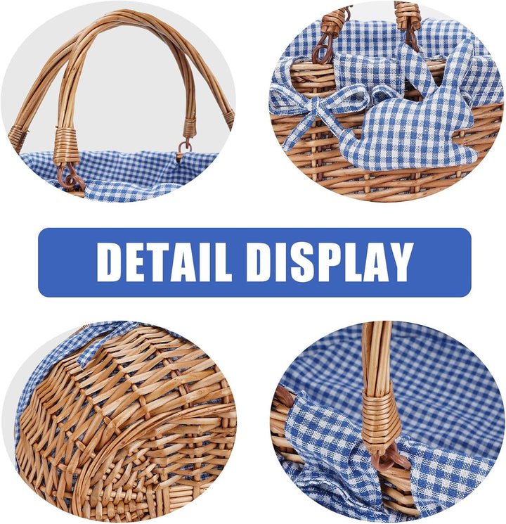 G Good GAIN Weiden-Picknickkorb mit Doppelten, Faltbaren Griffen, Weiden-Picknickkorb, Handgewebter