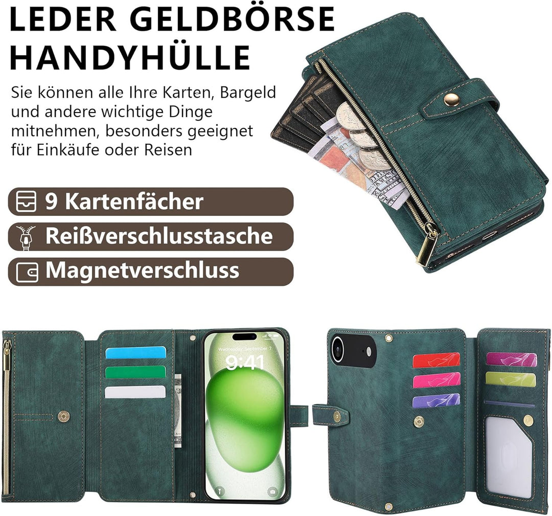 ZCDAYE Hülle für iPhone 17 Pro Max mit Band Handykette, Leder Handyhülle Handytasche mit Kordel Kart