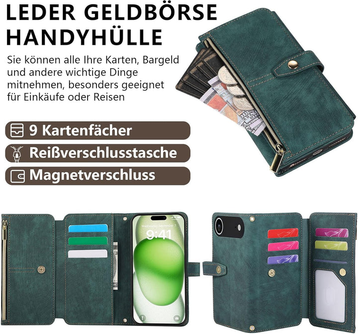 ZCDAYE Hülle für iPhone 17 Pro Max mit Band Handykette, Leder Handyhülle Handytasche mit Kordel Kart