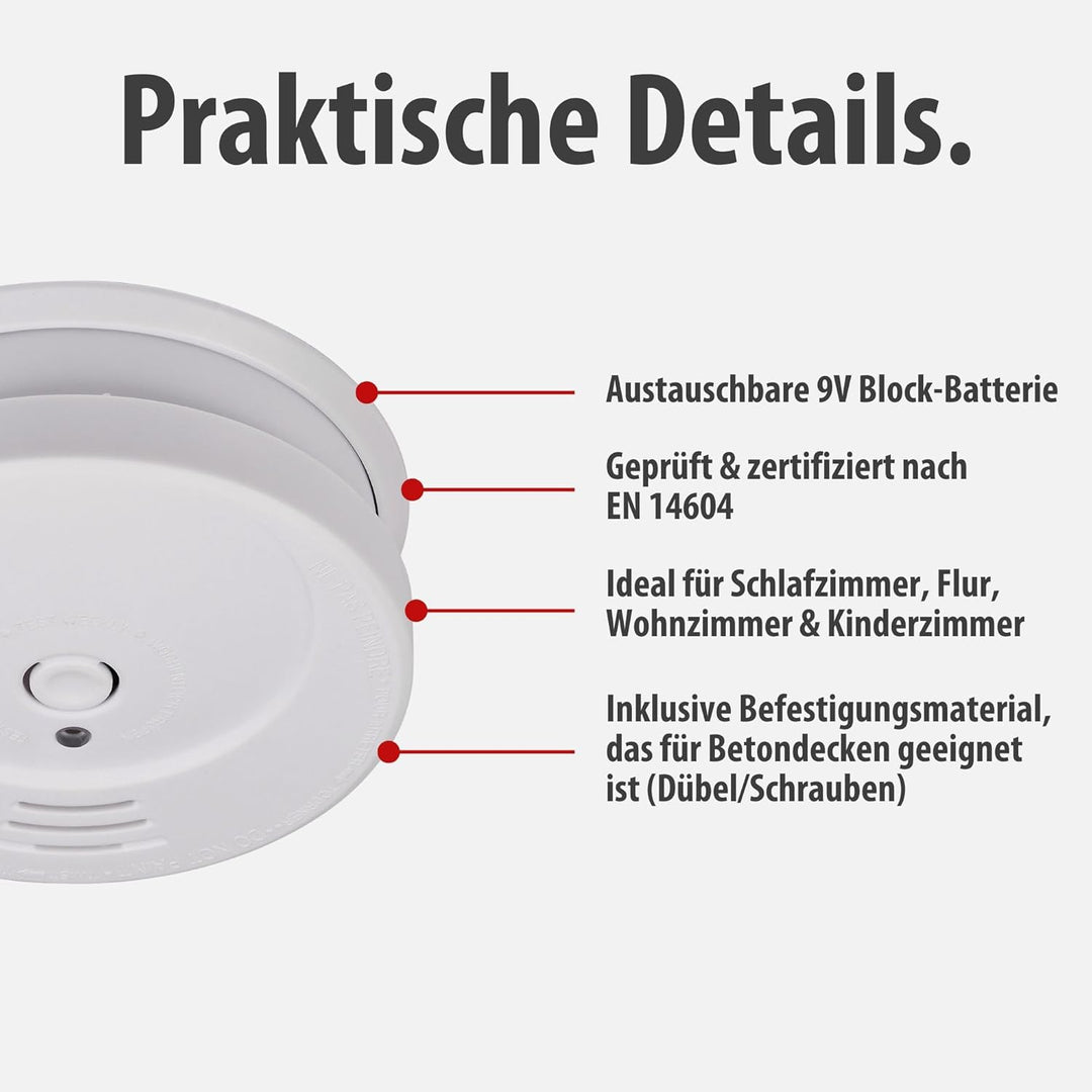 Brennenstuhl Rauchmelder Set, 3X RM C 9010 mit austauschbarer Batterie (geprüft nach EN 14604, durch