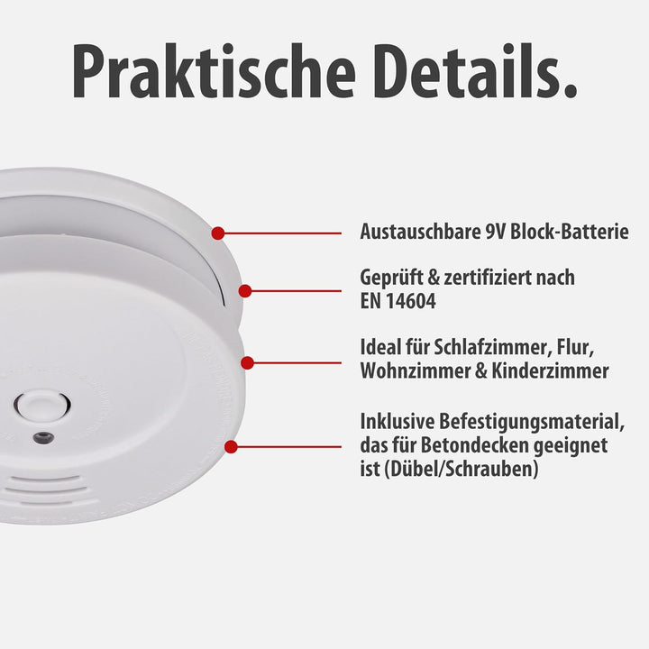 Brennenstuhl Rauchmelder Set, 3X RM C 9010 mit austauschbarer Batterie (geprüft nach EN 14604, durch