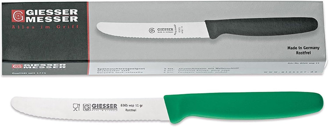 Giesser seit 1776 - Made in Germany - Tomatenmesser 6er Set grün, Klinge 11 cm, rutschfest, kleines