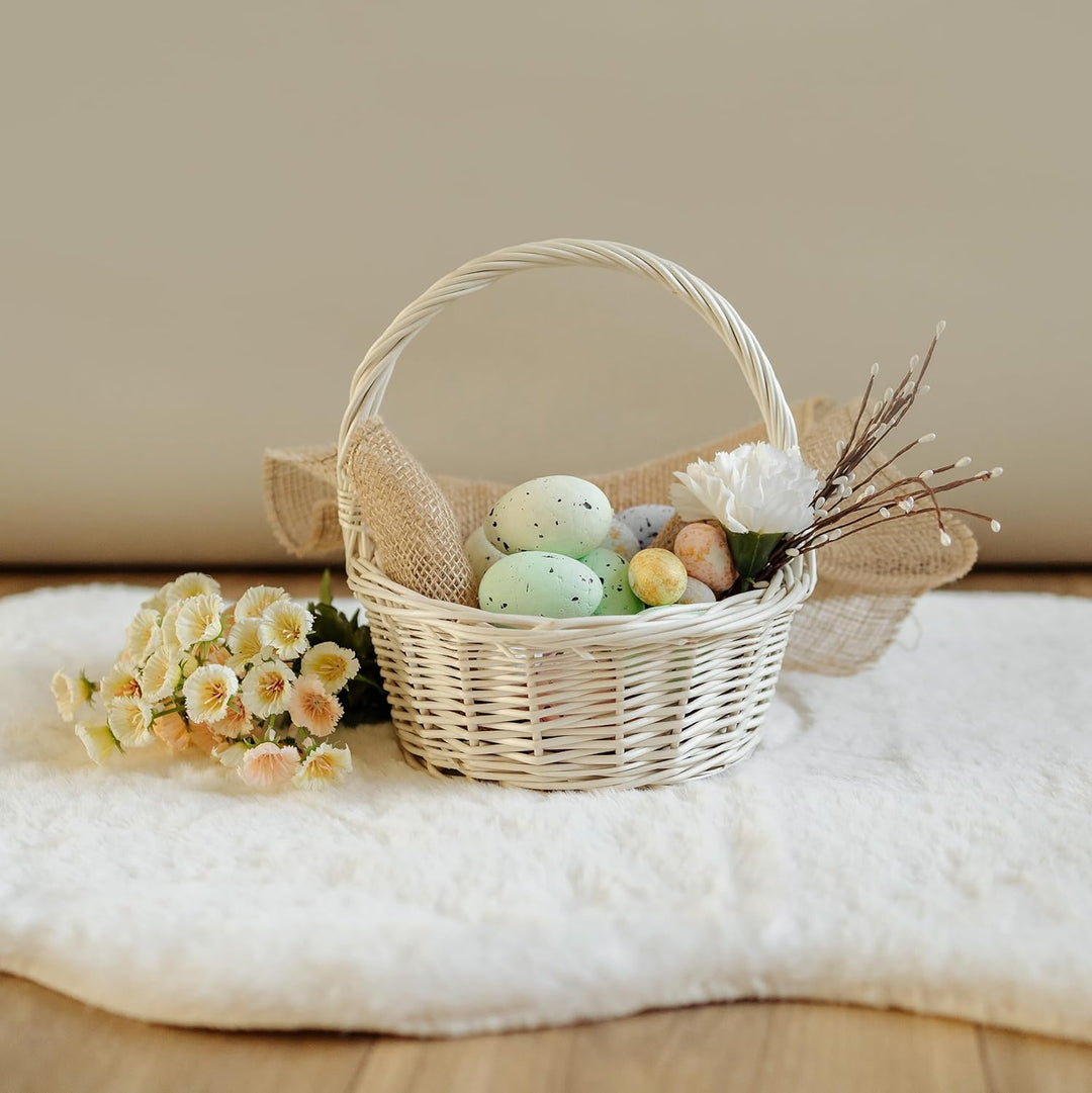 Creative Home Kleiner Weidenkorb mit Henkel Weiss | Klein 22 x 22 x 26 cm (+/- 2 cm) | Handgeflochte