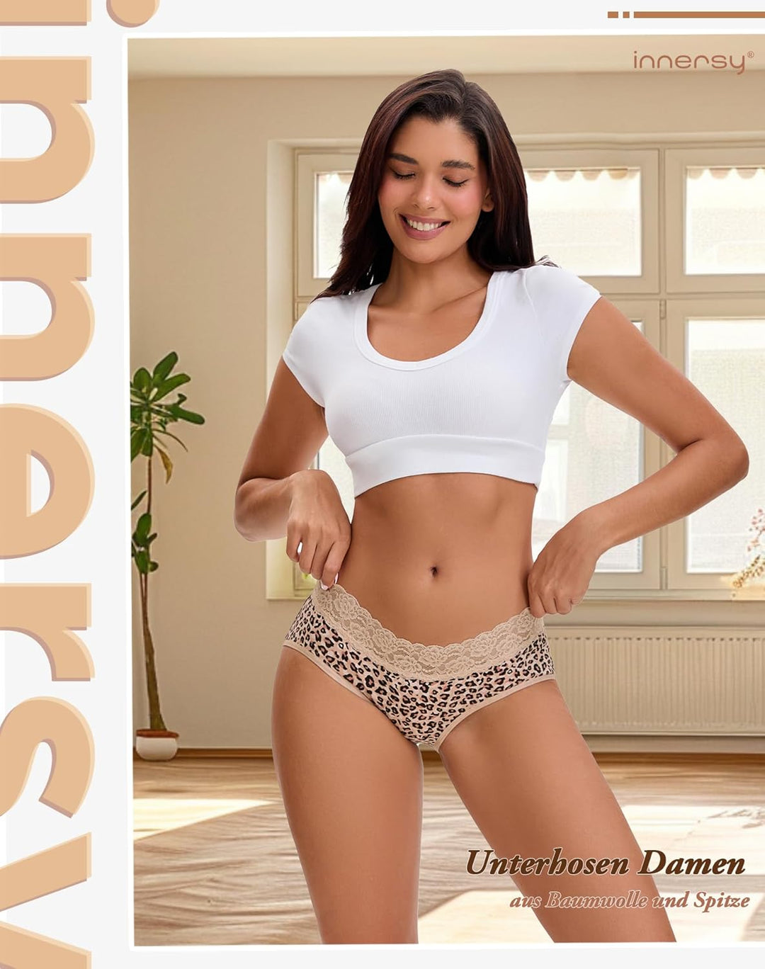 INNERSY Unterhosen Damen Baumwolle Slips mit Spitze Bequeme Hipster Unterwäsche Mehrpack 6 36 4 Mail