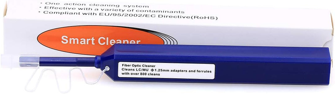 KELUSHI Glasfaserreinigungsstift für LC/MU-Stecker, Aktivierung durch einfaches Drücken, Blau