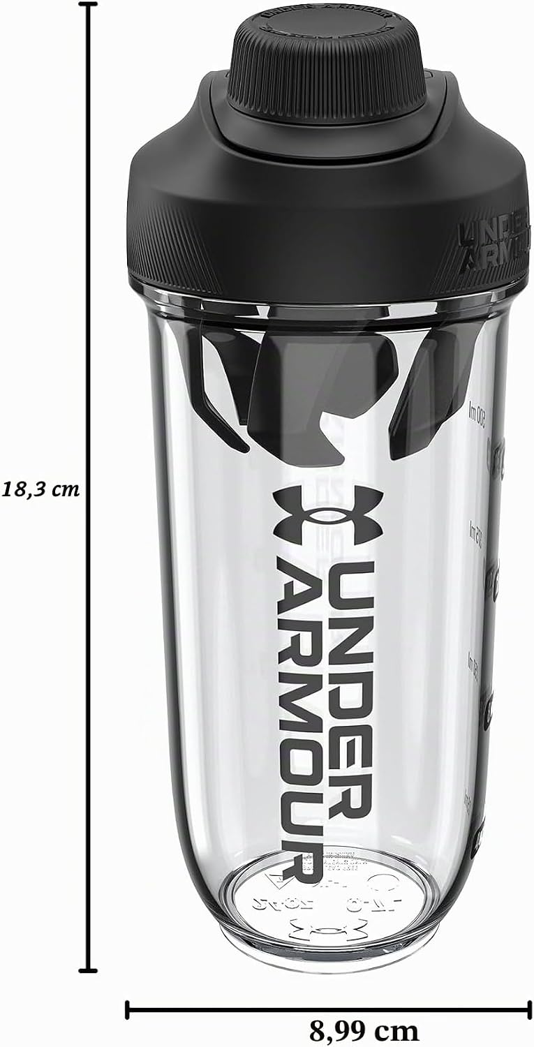 Under Armour UA Clarity Shaker-Flasche, 680 ml, transparent/schwarz, OSFA Durchsichtig / Schwarz, Du