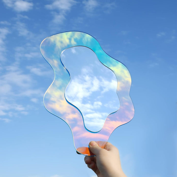 Gewellter Acryl-Spiegel, Regenbogenfarben, unregelmässig, ästhetisch, gewellt, rahmenlos, amorph, Re