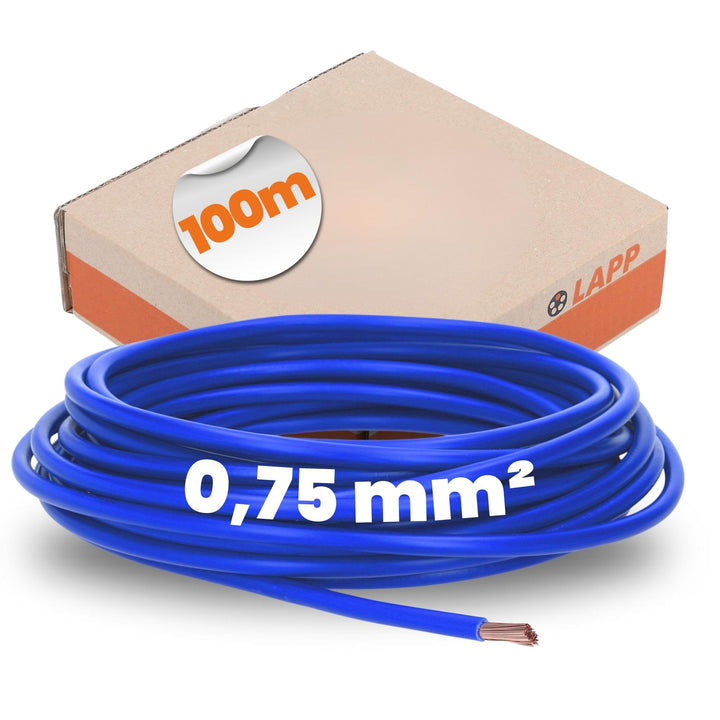 100 Meter Lapp 4510142 H05V-K 0,75 mm² dunkelblau I Verdrahtungsleitung I Aderleitung flexibel I PVC