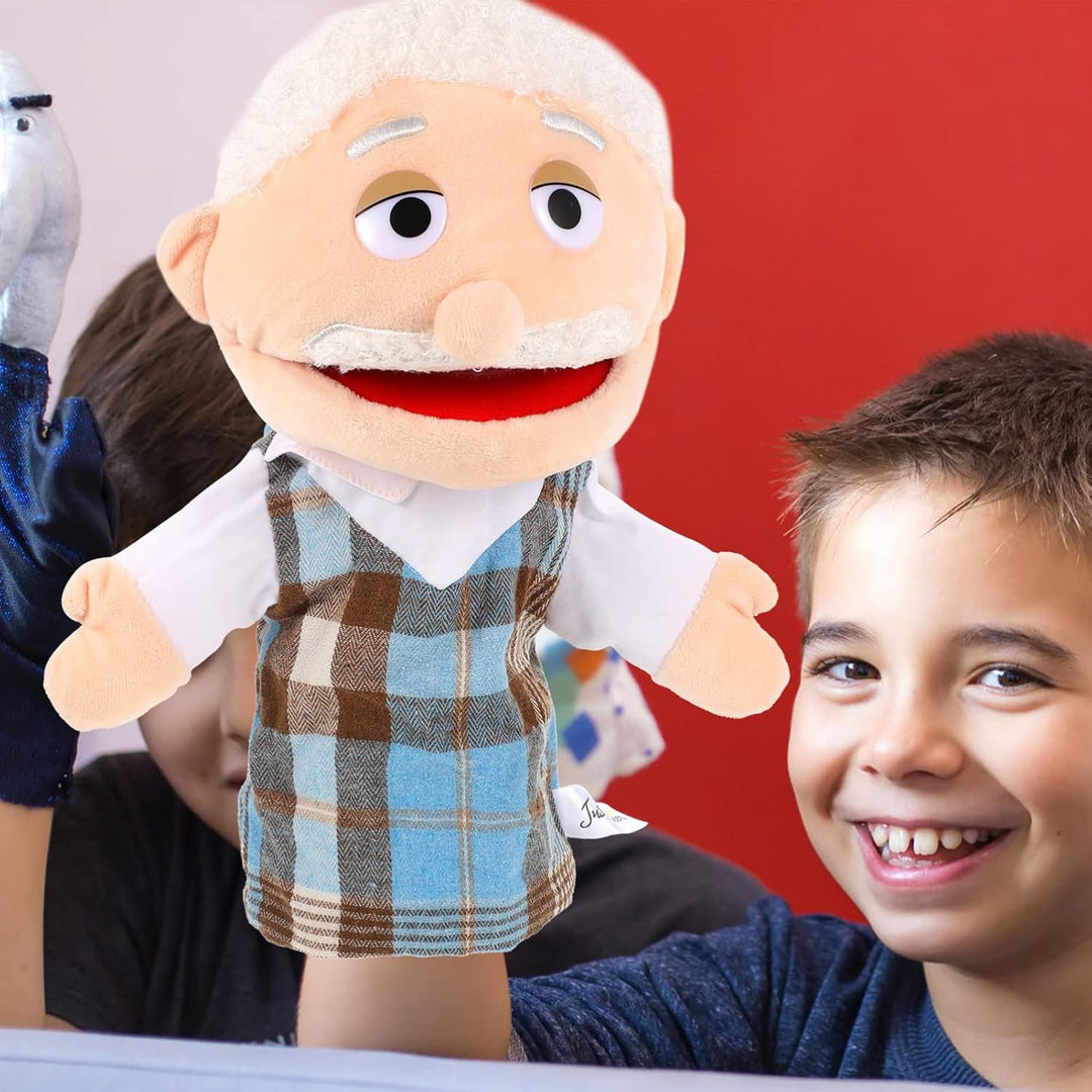 Toddmomy Kreative Handpuppe Opa Mit Beweglichem Mund Lebensartiges Handspielzeug Für Kinder Plüsch H