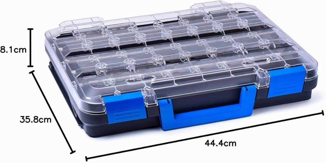 T-BOXX 320 anthrazit &amp; blauer Griff – Werkzeugkoffer für Kleinteile, Transparenter Deckel, Anpassbar