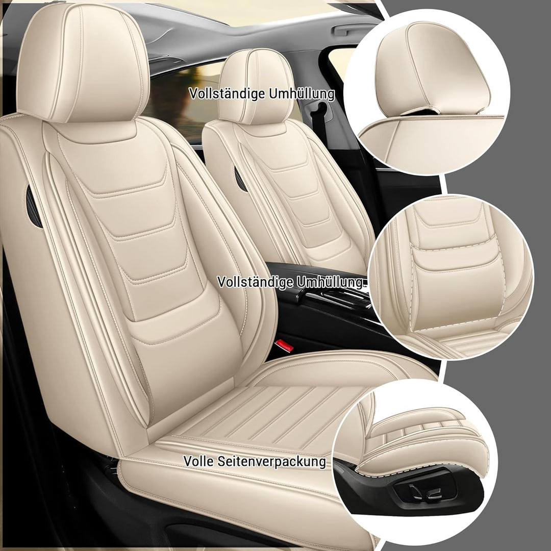 Hukl sitzbezüge Auto für Citroen C4 2004-2026,Passgenau Abnehmbar Waschbar Echtleder 5-Sitzer Komple