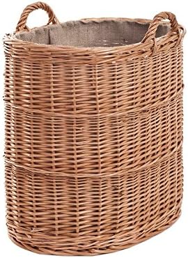 Vollweidener Kaminkorb, Kaminkorb aus Weide, naturfarbiger Weidenkorb für Kaminholz, Spielzeugkasten