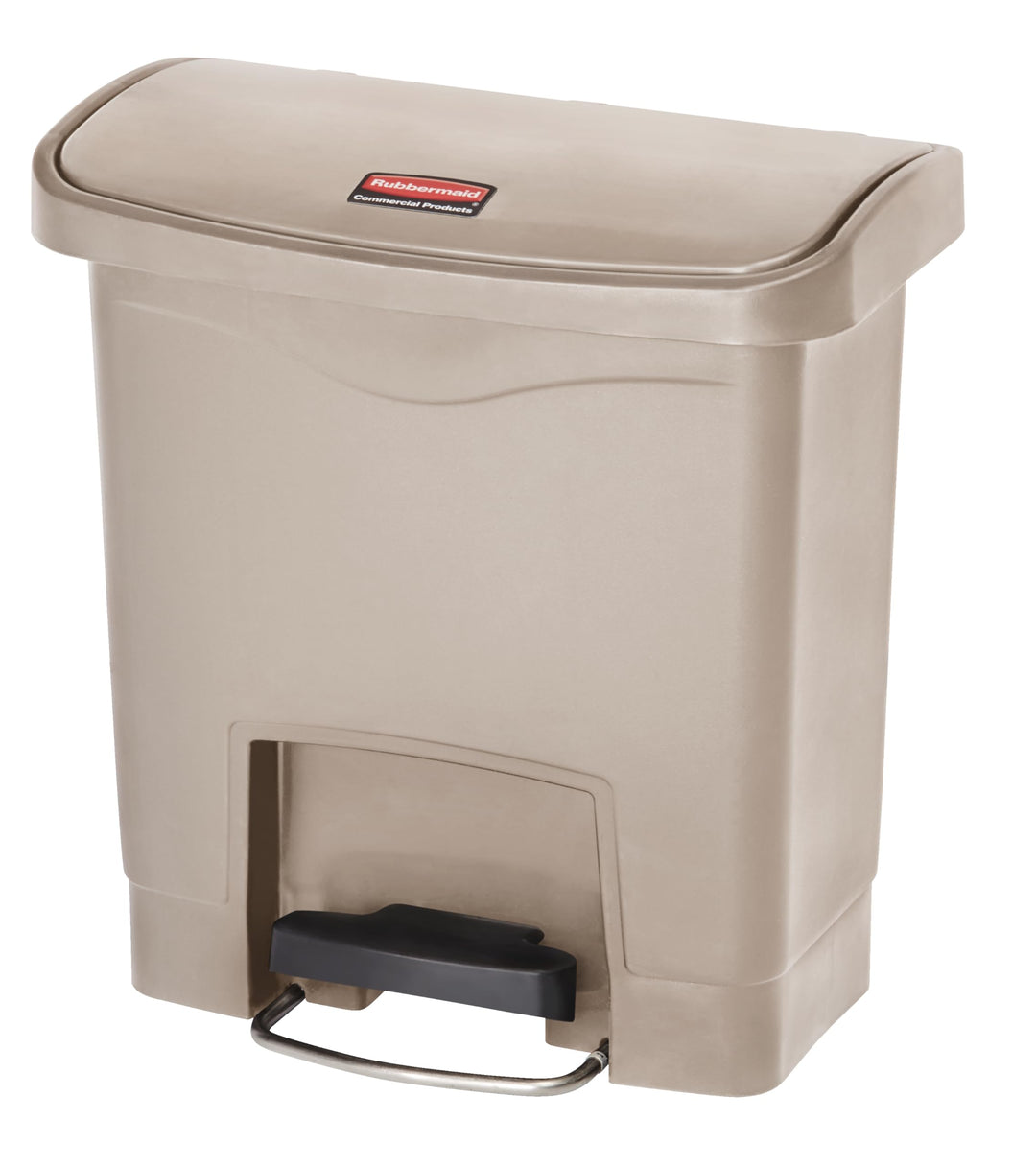 Rubbermaid Commercial Products Slim Jim 1883455 15 Litre Front Step Step-On Resin Wastebasket - Beig