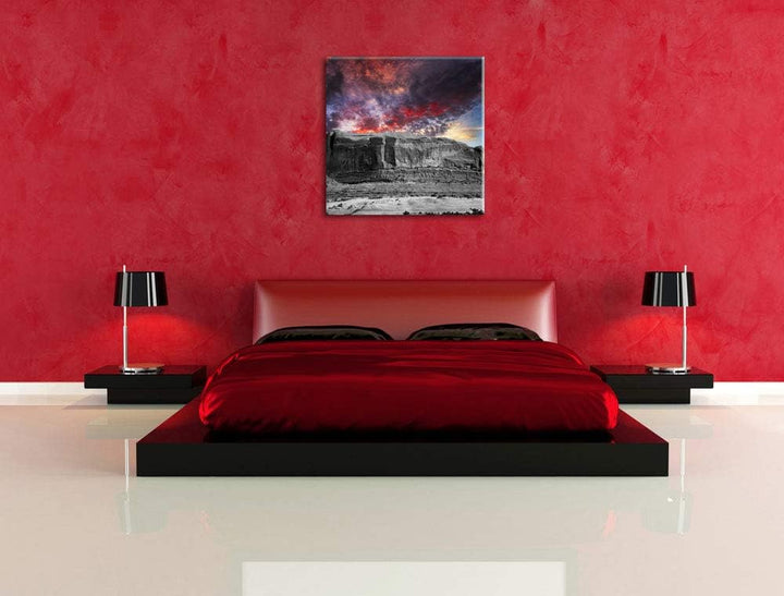 Pixxprint erschlagendes Monument Valley als Leinwandbild Quadratisch/Grösse: 70x70 / Wandbild/Kunstd
