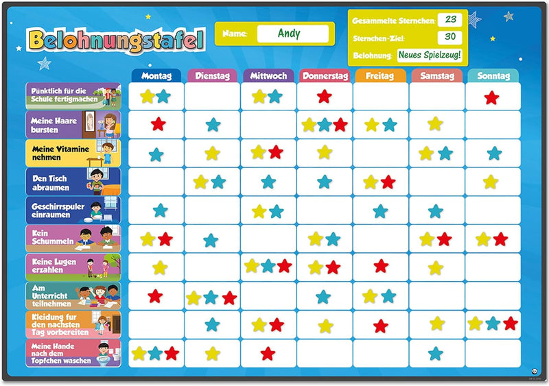 Belohnungstafel für Kinder – perfekt für Kleinkinder, zum Lernen von Verantwortung und für das Saube