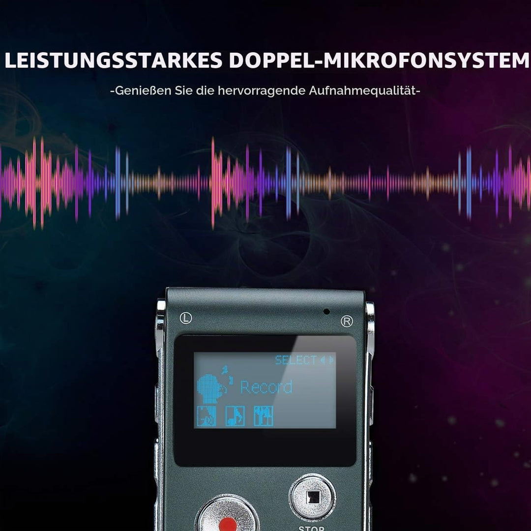 Digitales Diktiergerät,COVVY 8GB Audio Aufnahmegerät,Digitaler Voice Recorder mit Spracherkennung fü