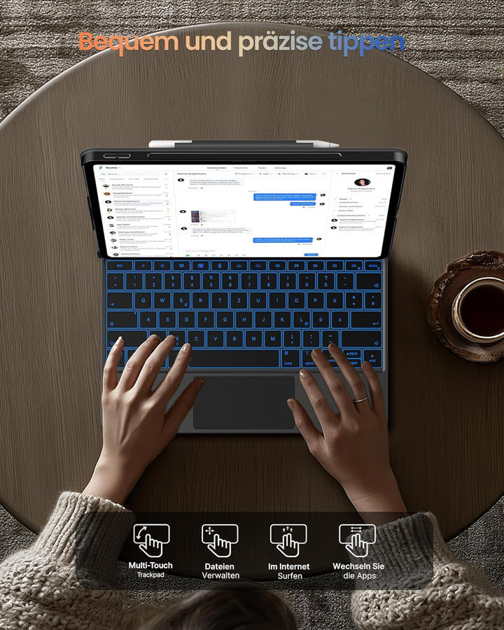 typecase Edge+ Hülle mit Tastatur für iPad Air 13" (M4/M3/M2,2026/2025/2024), Tastaturhülle mit Einz