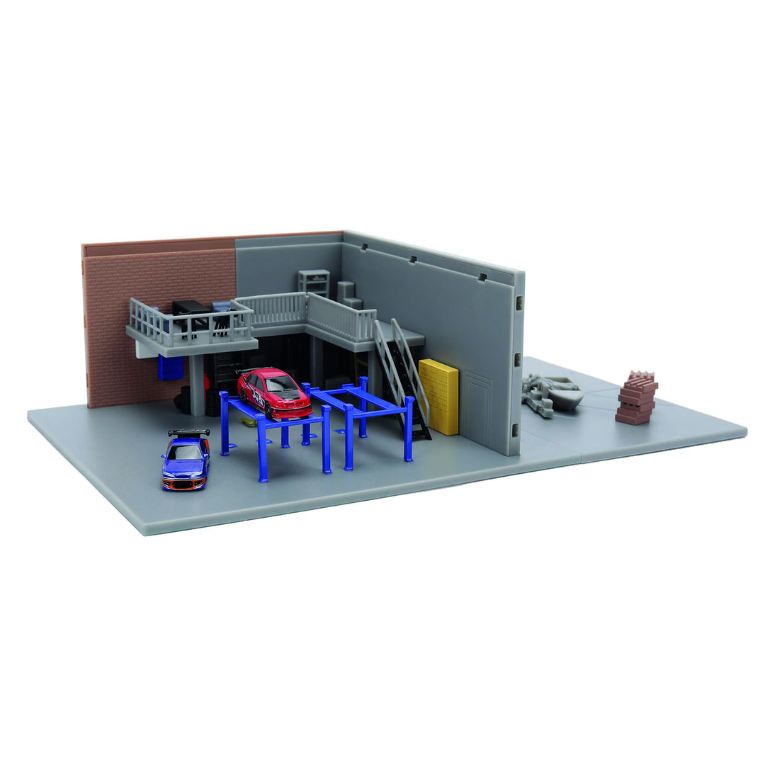 Jada Toys Fast and Furious Han's Garage - Nano Diorama (26,5x16,5 cm) inklusive 2 Modellautos (Mitsu