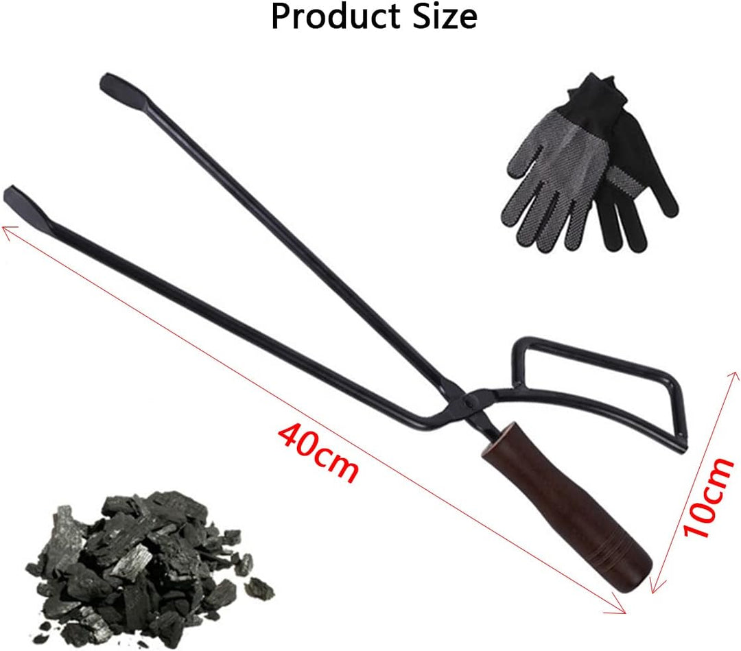 Kaminzange, 40cm Schwerlast Kaminholzzange Feuerholzzange kaminzubehör Kaminbesteck Anti-Verbrühung