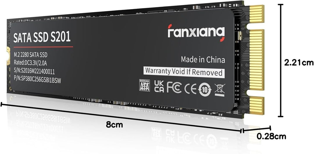 fanxiang S201 M.2 SATA SSD Interne Festplatte M.2 2280 SATA III, 560MB/s Lesen, 510MB/s Schreiben, m