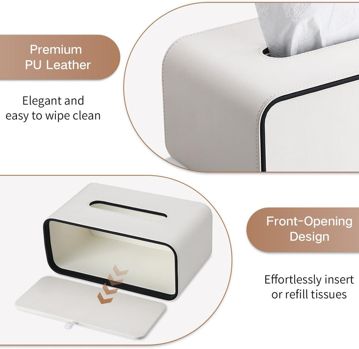 GORESE Taschentuchbox,Leder Rechteckige Kosmetiktücherbox Papiertaschentuchhalter Taschentuchspender