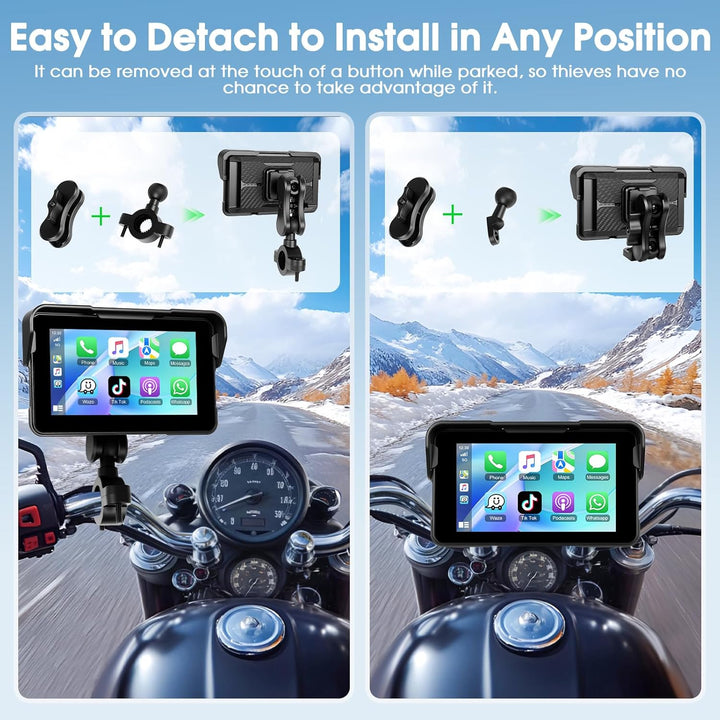 Motorrad-Navigation Mit Wireless Apple Carplay Android Auto, 5-Zoll HD Touchscreen Portables Autorad