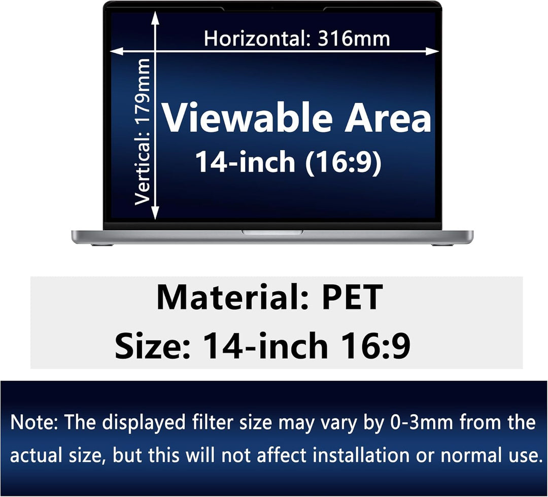 14 Zoll 16:9 Magnetischer Laptop Sichtschutzfolie, Anti-Blaulicht, Anti-Blend, Anti-Kratz, Beidseiti