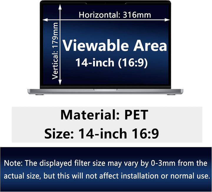 14 Zoll 16:9 Magnetischer Laptop Sichtschutzfolie, Anti-Blaulicht, Anti-Blend, Anti-Kratz, Beidseiti