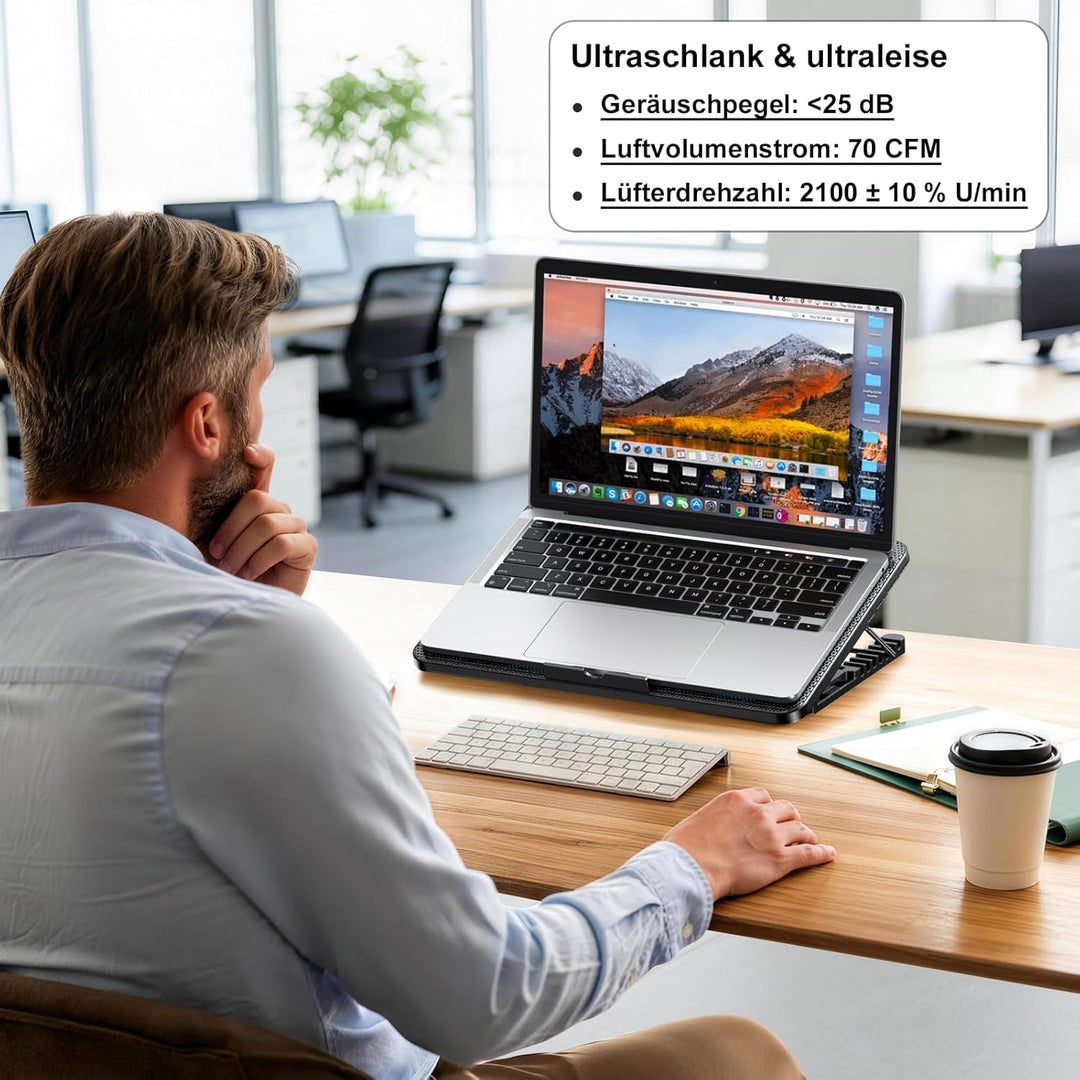 LIANGSTAR Kühler, 6 Leise Fans Gaming Cooler Kühlpads, 7 Höhenverstellbar & Handyständer, 2 USB Port
