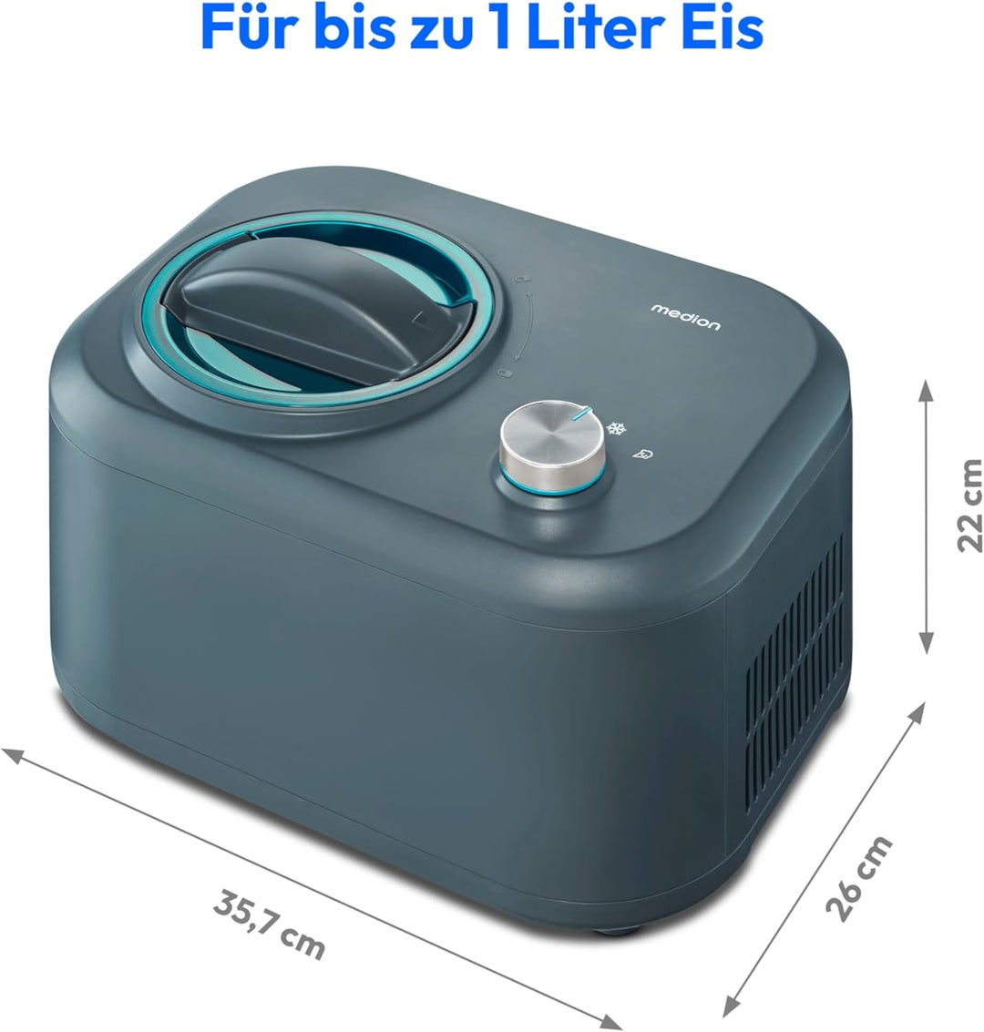 MEDION Eismaschine mit Kompressor (geeignet für die Zubereitung von Eiscreme, Frozen Yoghurt & Sorbe