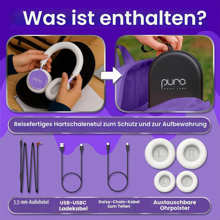 Puro Sound Labs BT2200-Plus Lautstärkebegrenzende Bluetooth-Kopfhörer für Kinder - Sicherere Kopfhör