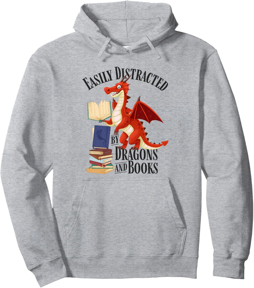 Leicht abgelenkt von Dragons and Books-T-Shirt, Dragons Pullover Hoodie