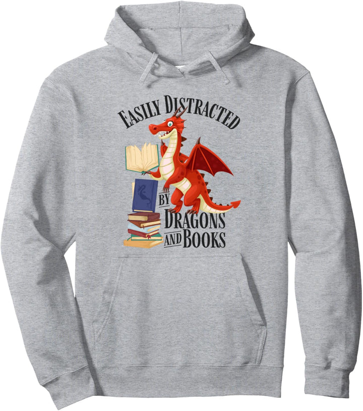 Leicht abgelenkt von Dragons and Books-T-Shirt, Dragons Pullover Hoodie