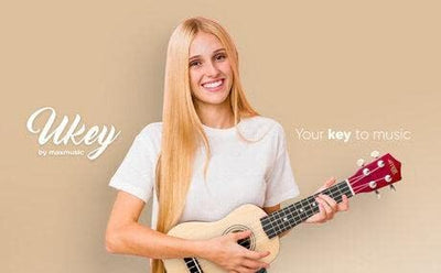 MAX UKEY Ukulele Komplett Set inkl. Plektren, digitalem Stimmgerät und Tasche, 21" mini Gitarre, Uku